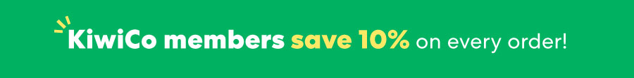 KiwiCo logo with banner highlighting 10% savings for club members.