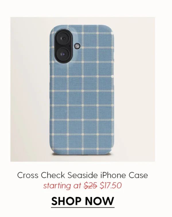 Cross Check Seaside Blue x Cream x Lavender Duvet and Sham iPhone Case