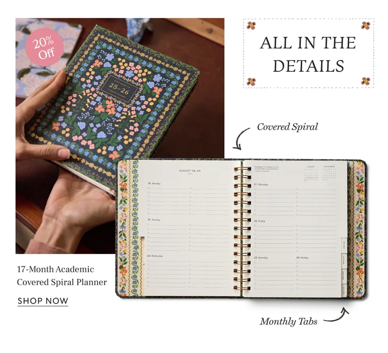 17-Month Academic Covered Spiral Planner - Wildwood