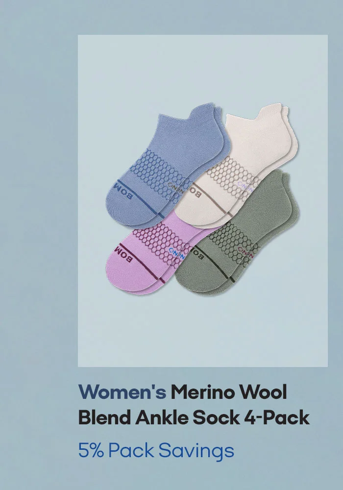 Women's Merino Wool Blend Ankle Sock 4-Pack 5% Pack Savings