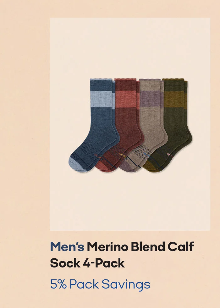 Men's Merino Blend Calf Sock 4-Pack 5% Pack Savings