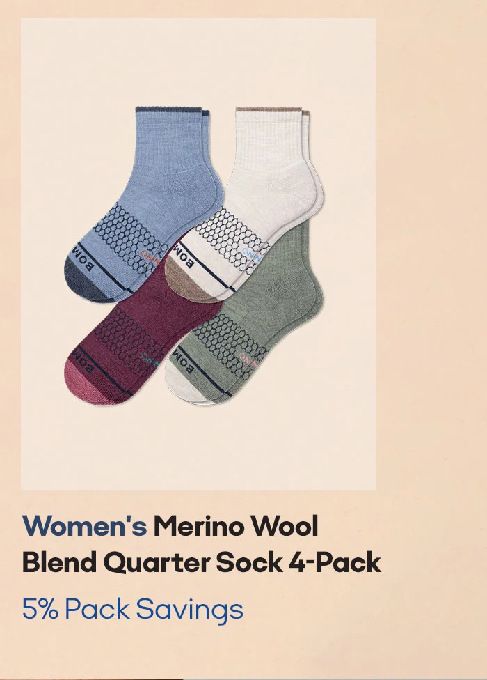 Women's Merino Wool Blend Quarter Sock 4-Pack 5% Pack Savings