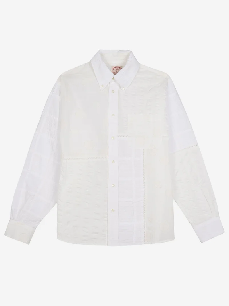 Image of Brain Dead x Brooks Brothers Patchwork Oxford Button Up - White/Multi