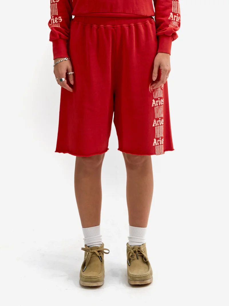 Image of Aries Aged Ancient Column Sweatshort - Red