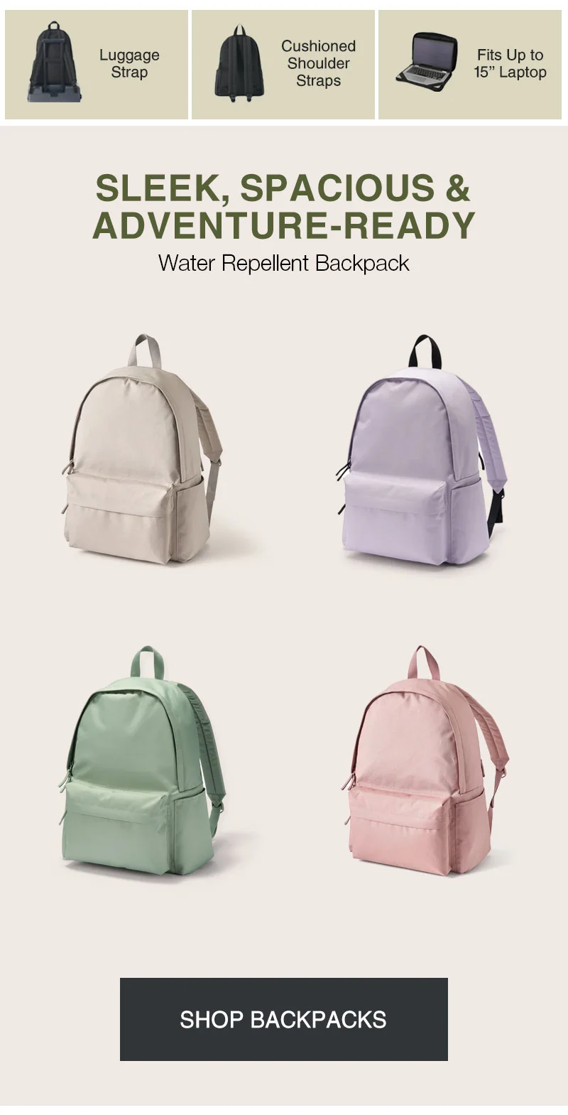 Shop Our Less Tiring Water Repellent Backpack