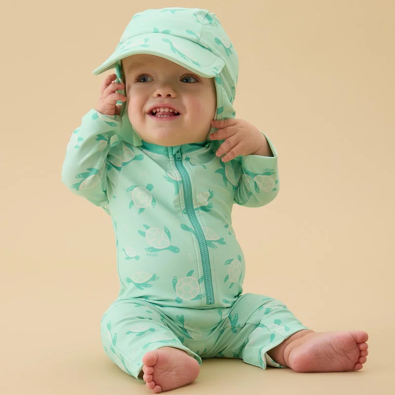 Image of Sea Turtle One-Piece Rashguard & Hat