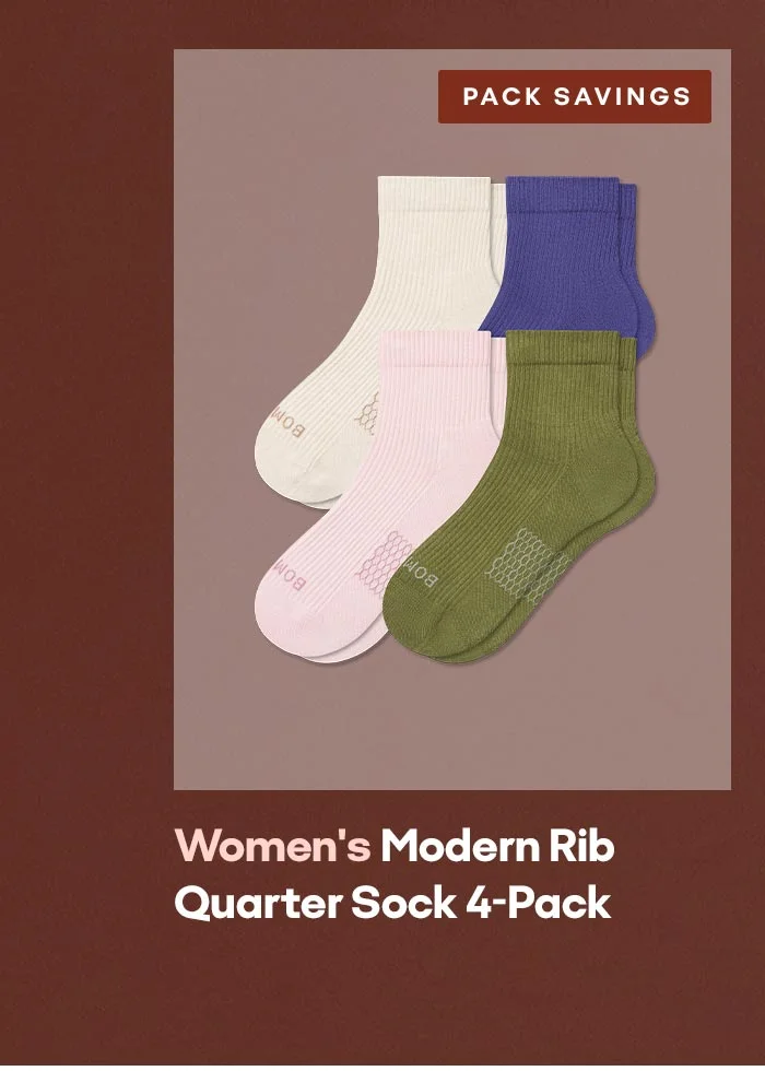 PACK SAVINGS | Women's Modern Rib Quarter Sock 4-Pack