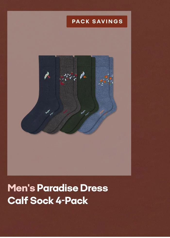 PACK SAVINGS | Men's Paradise Dress Calf Sock 4-Pack