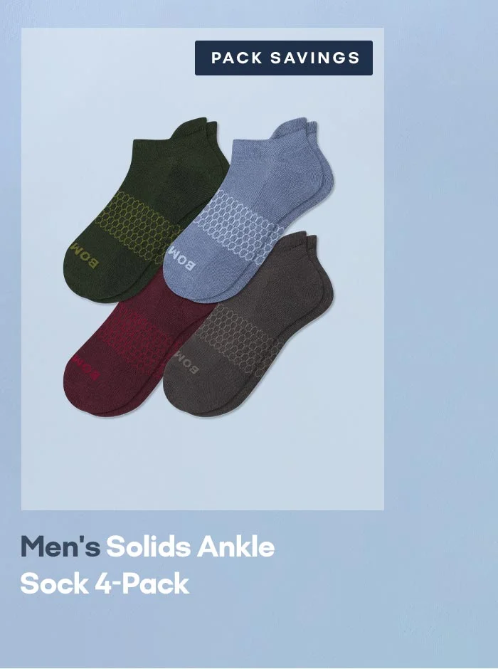 PACK SAVINGS | Men's Solids Ankle Sock 4-Pack