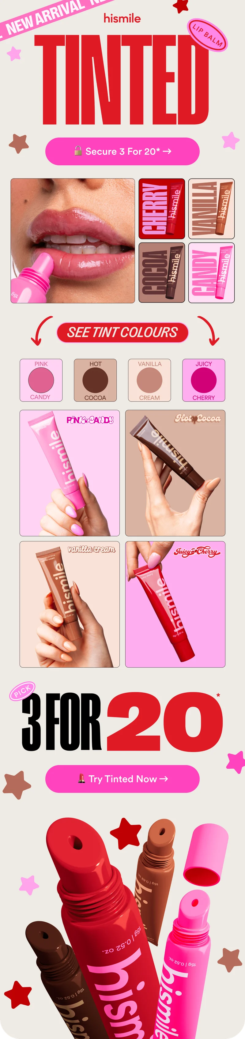 New tinted lip balm 3 for 20. Try tinted now.