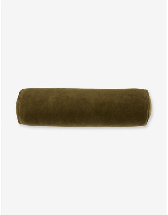 Sabine Velvet Bolster Pillow - Olive