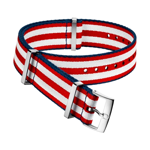 NATO strap Polyamide, multicolor, blue, white, red