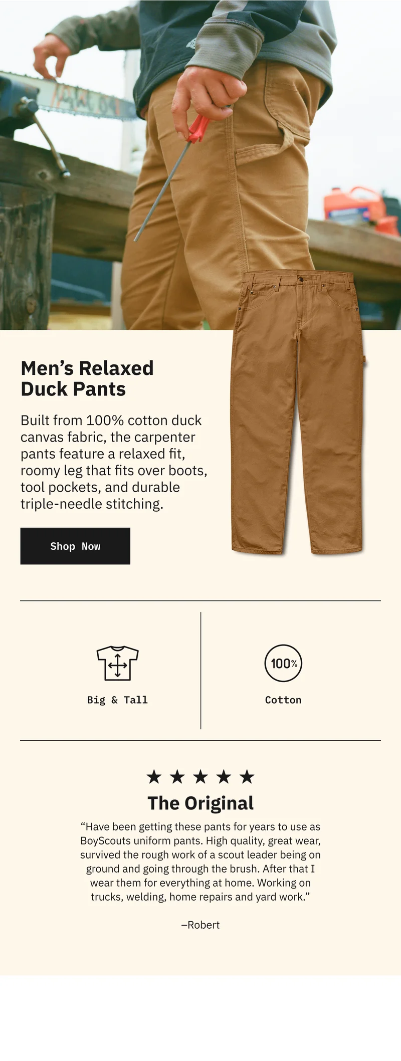 Men's Relaxed Duck Pants. Shop Now.