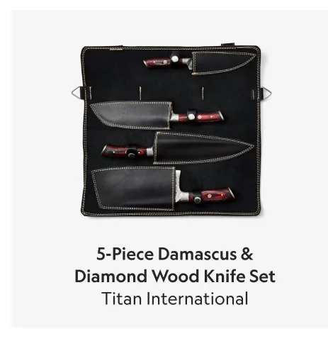 5-Piece Damascus & Bone Knife Set