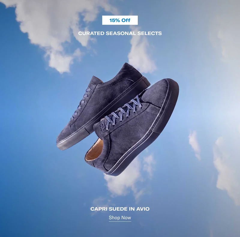 15% OFF CURATED SEASONAL SELECTS CAPRI SUEDE IN AVIO [Shop Now]