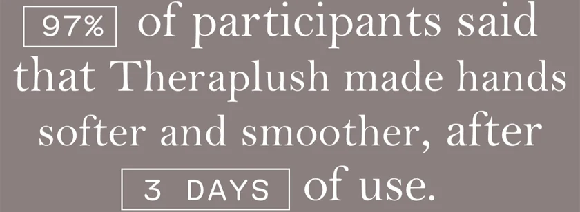 97% of participants said
															that Theraplush made hands softer and smoother, after 3 days of use.