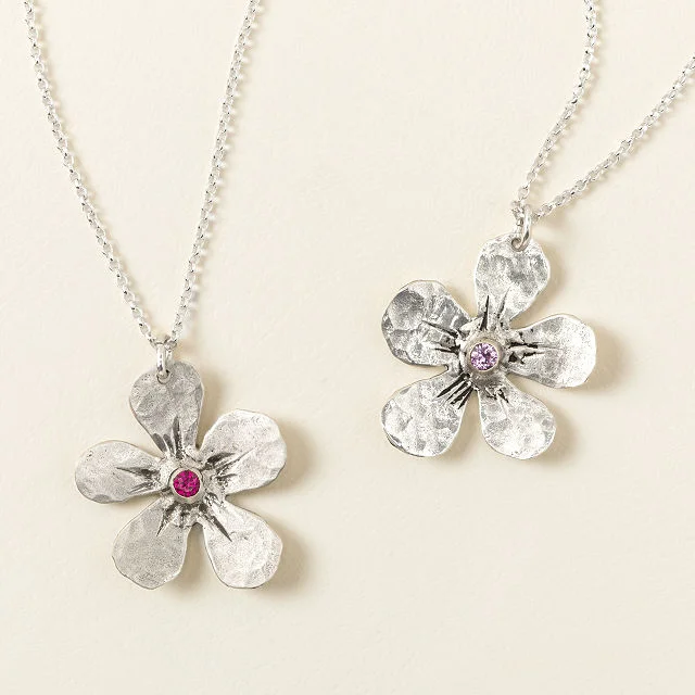 Handmade Forget-Me-Not Birthstone Necklace