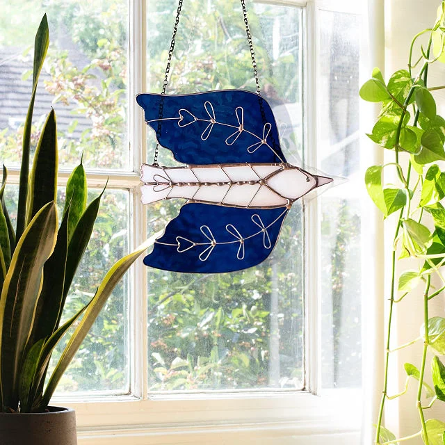 Stained Glass Sparrow Suncatcher