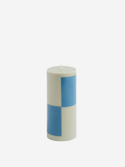 Image of HAY Column Candle Small - Grey And Blue