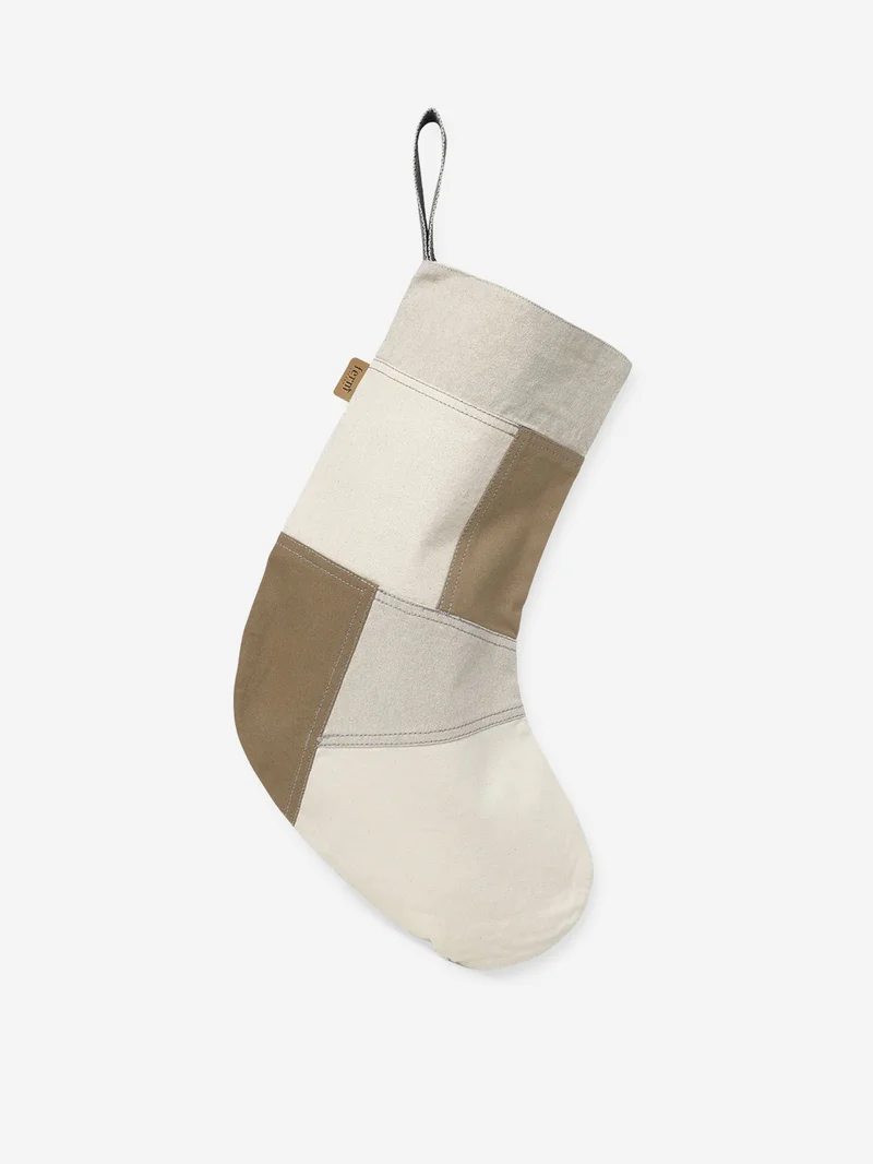 Image of ferm LIVING Tonal Christmas Stocking - Natural