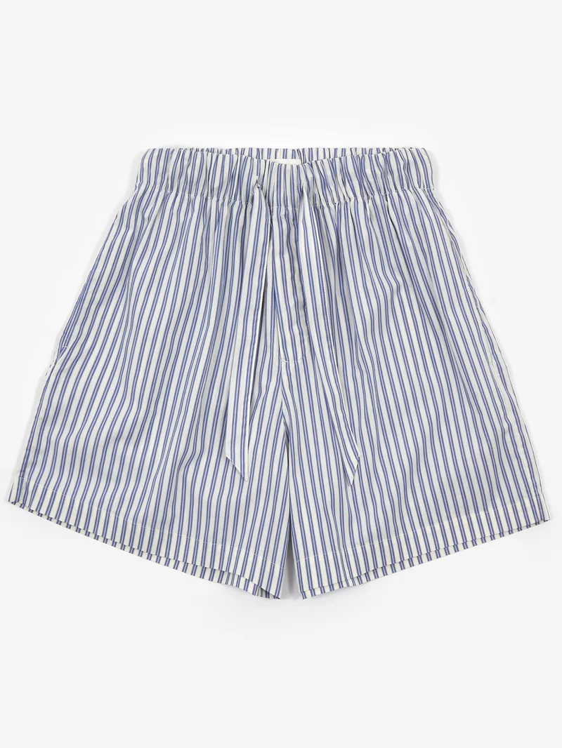 Image of TEKLA Cotton Poplin Pyjama Short - Skagen Stripes