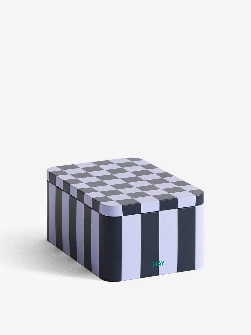 Image of HAY Tin Container Small - Dark Blue And Lavender