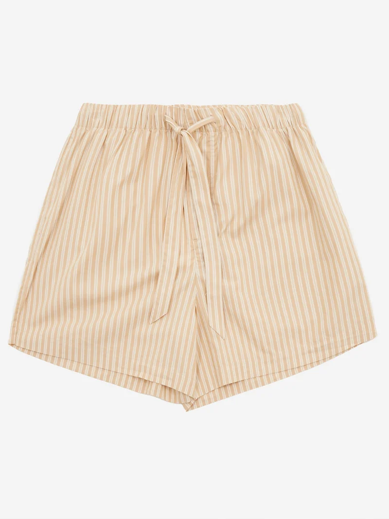 Image of TEKLA Cotton Poplin Pyjama Short - Corinth Stripes
