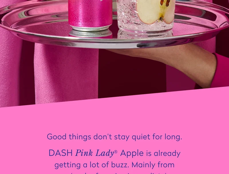 Good things on't stay quiet for long. DASH Pink Lady Apple is already getting a lot of buzz. Mainly from us (and a few nice journalists).