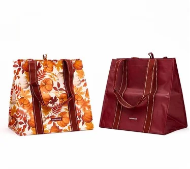 LocknLock Set of 2 Harvest Print Shopping Tote Bags