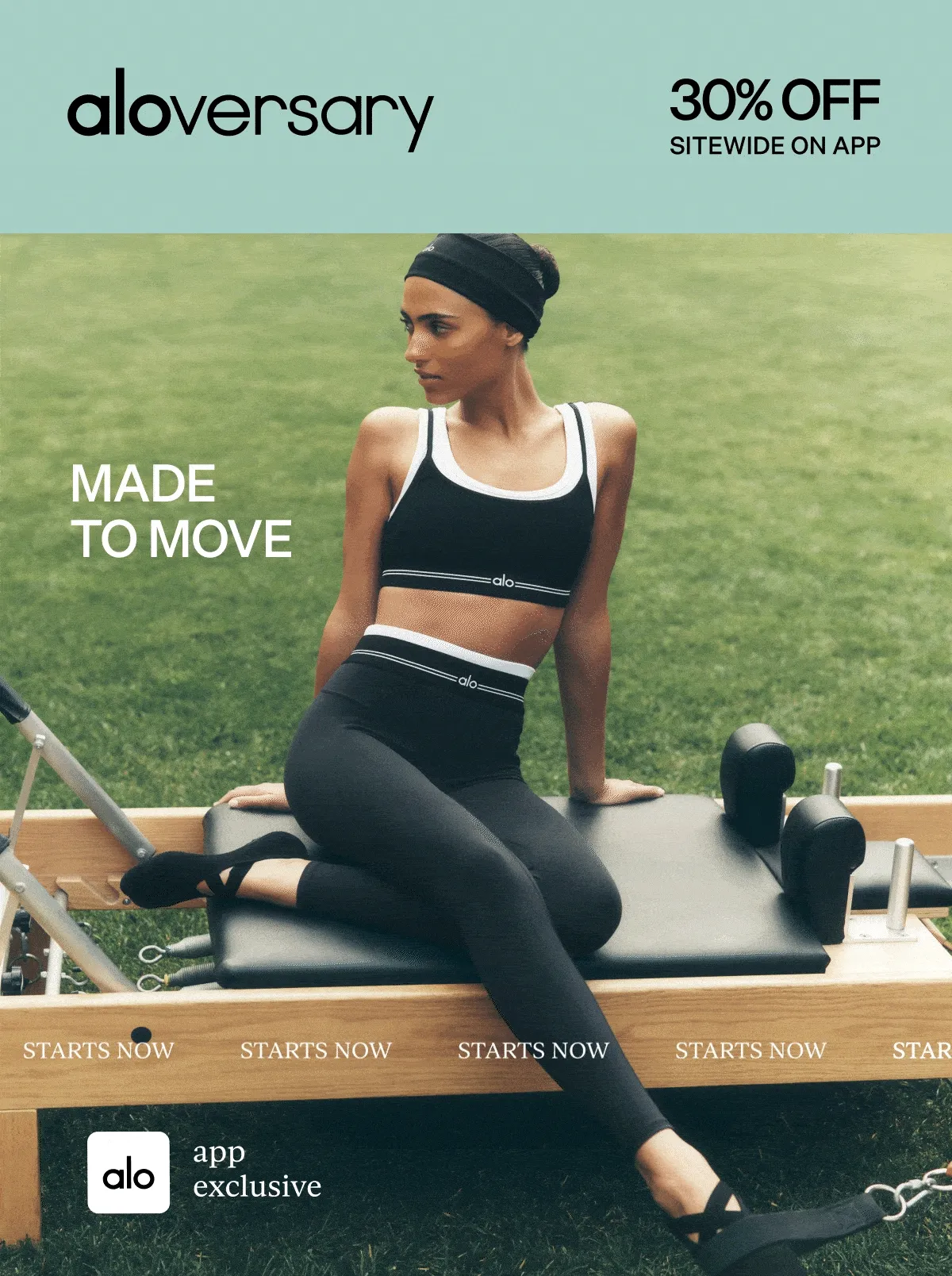 ALOVERSARY. 30% OFF SITEWIDE ON APP. MADE TO MOVE. STARTS NOW. APP EXCLUSIVE
