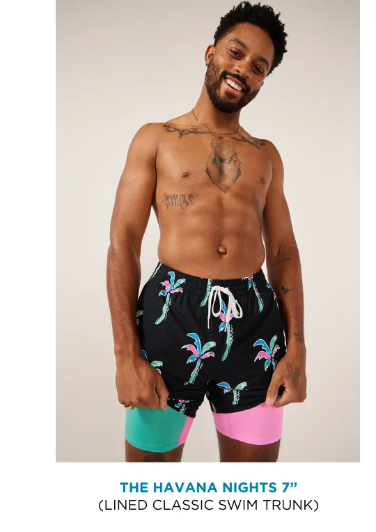 Lined Classic Swim Trunk: The Havana Nights 7"