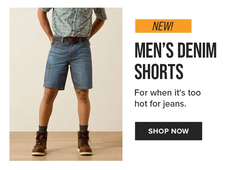 NEW! Men's Denim Shorts. For when it's too hot for jeans. SHOP NOW