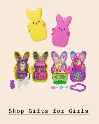 A bunny-shaped Peeps Polly Pocket set.