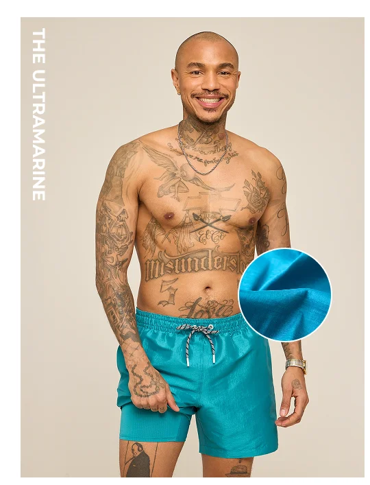 Lined Metallic Swim Trunk: The Ultramarine 5.5"