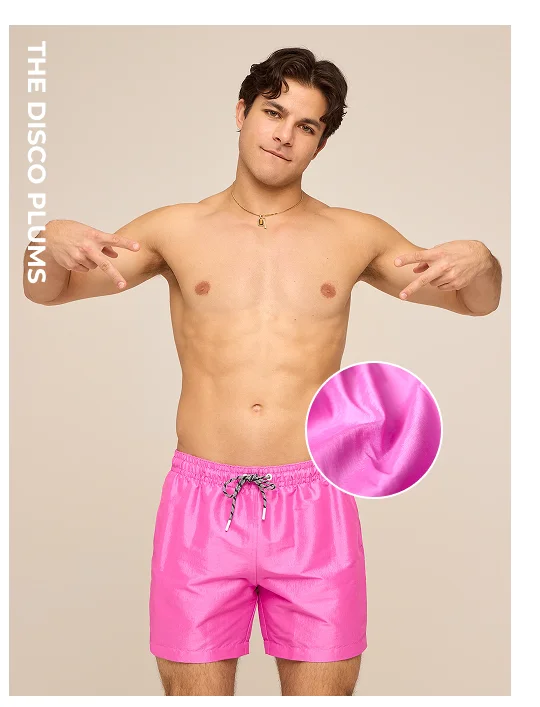 Lined Metallic Swim Trunk: The Disco Plums 5.5"