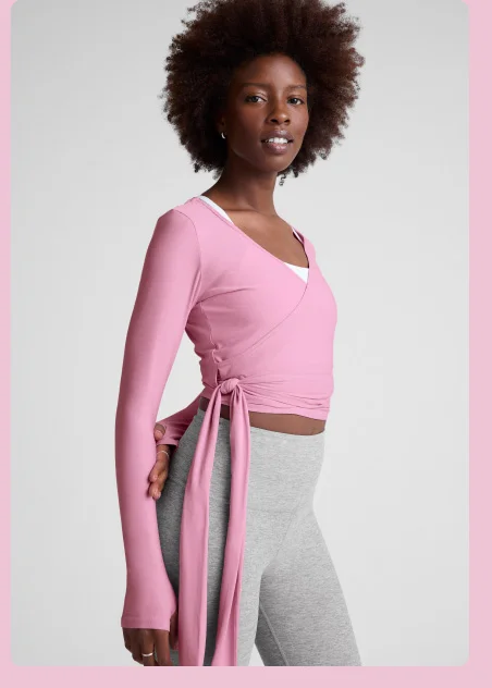 Featherweight Waist No Time Wrap Top in Pink Haze Heather