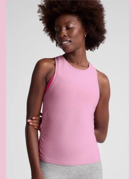 Featherweight Your Fit Shirred Tank in Pink Haze Heather