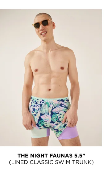 Lined Classic Swim Trunk: The Night Faunas 5.5"