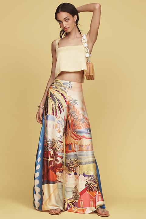Corey Lynn Calter Tropical Print Wide-Leg Pants