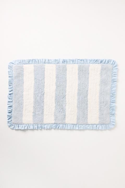 Maeve Ruffled Stripe Tufted Bath Mat