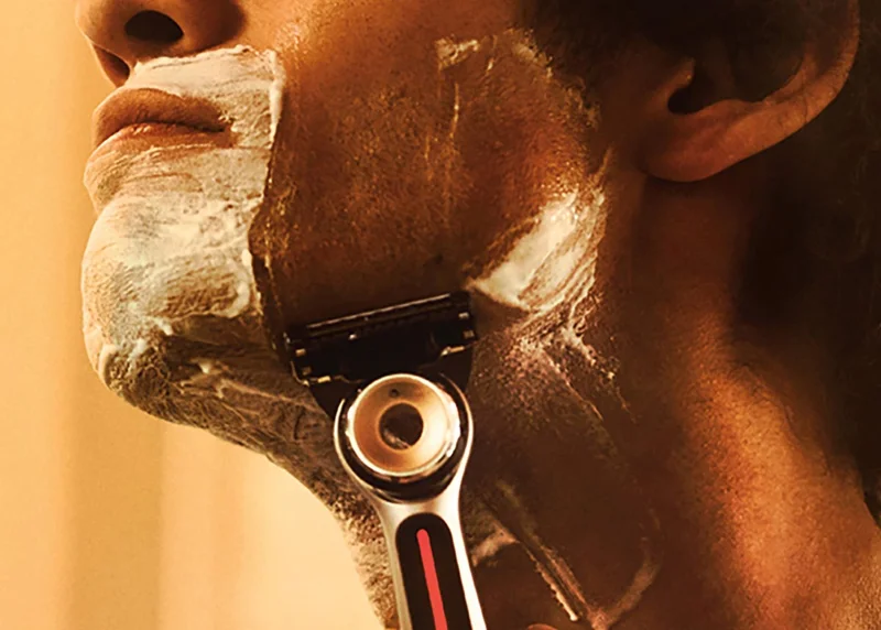 Heated razor in use