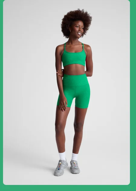 Spacedye Keep Pace 5" Short in Green Grass Heather