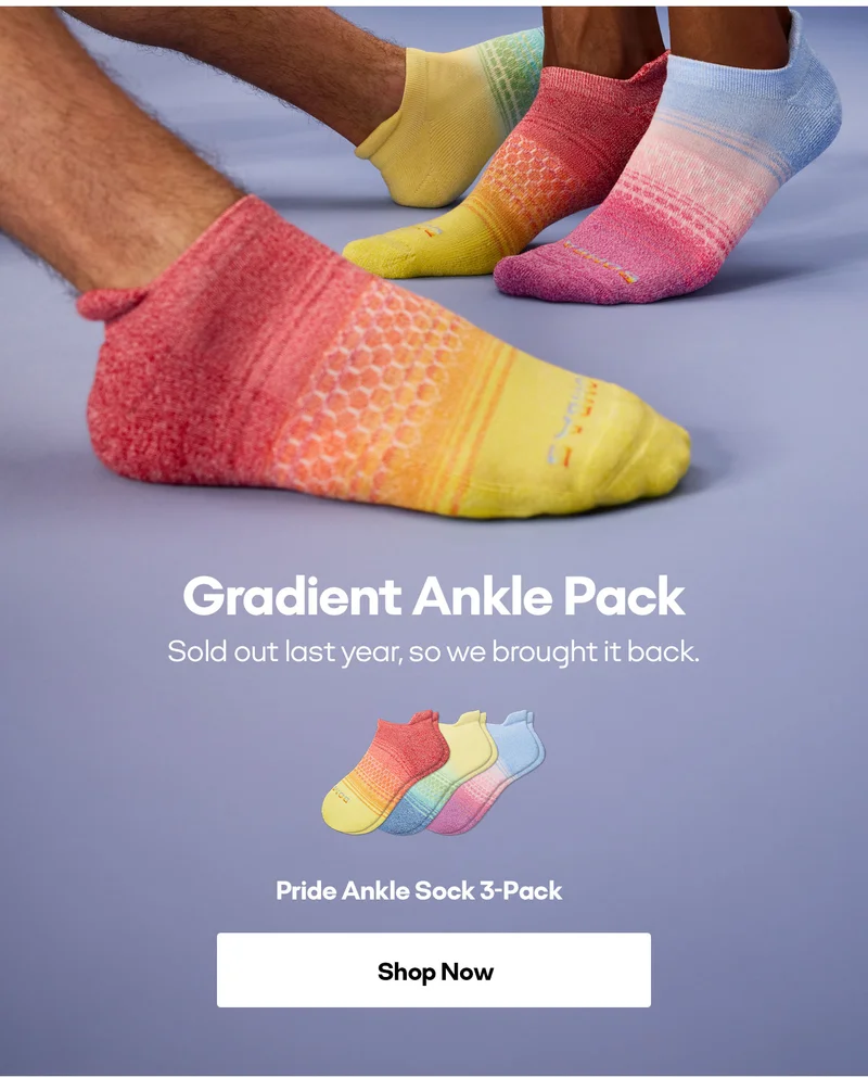 Gradient Ankle Pack Sold out last year, so we brought it back. Pride Ankle sock 3-Pack. Shop Now