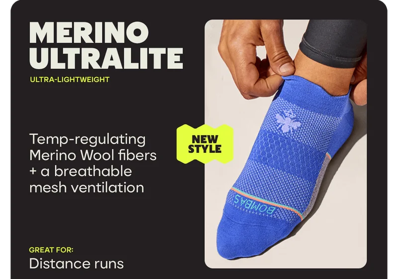 MERINO ULTRALITE | ULTRA-LIGHTWEIGHT | NEW STYLE | Temp-regulating Merino Wool fibers + a breathable mesh ventilation | Great For: Distance runs