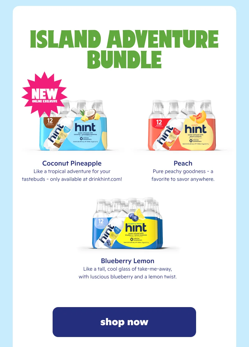 Island Adventure Bundle: Coconut Pineapple, Peach, Blueberry Lemon