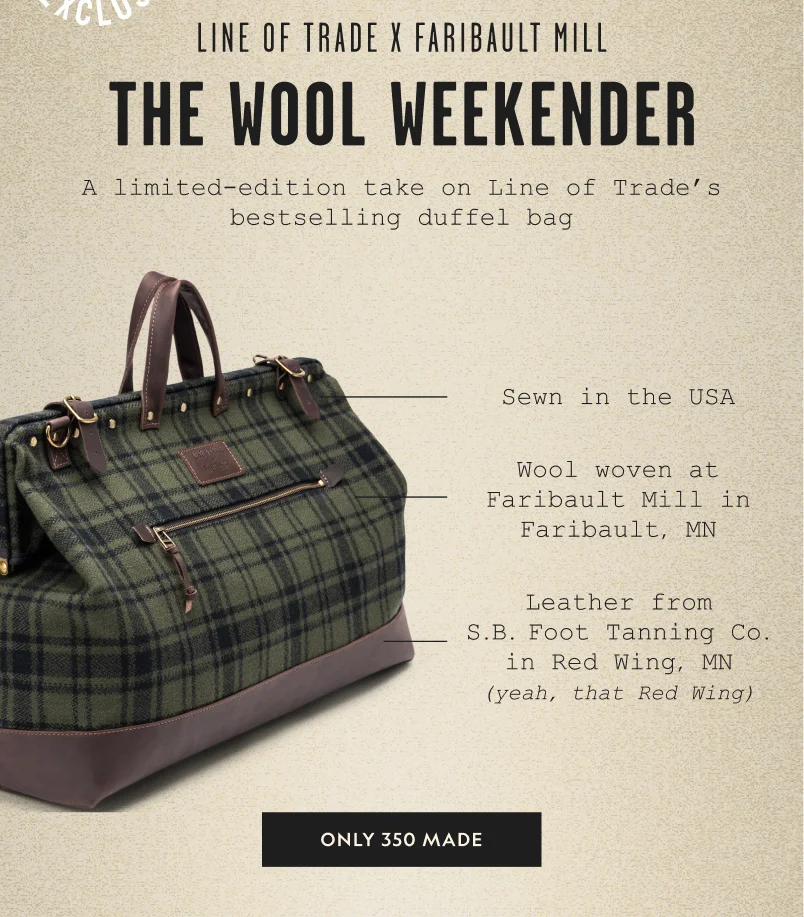 Line of Trade x Faribault Mill Special Edition Weekender Bag