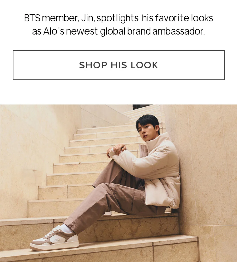 BTS member, Jin, spotlights his favorite looks as Alo's newst global brand embassador. SHOP HIS LOOK