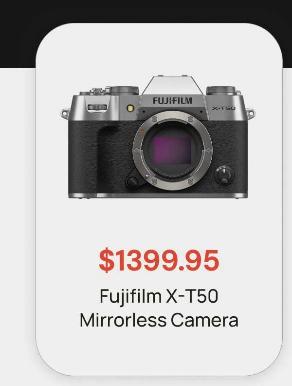 $1399.95 Fujifilm x-t50 mirrorless camera
