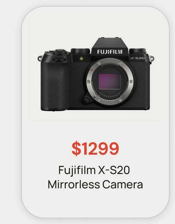 $1299 Fujifilm X-S20 Mirrorless Camera
