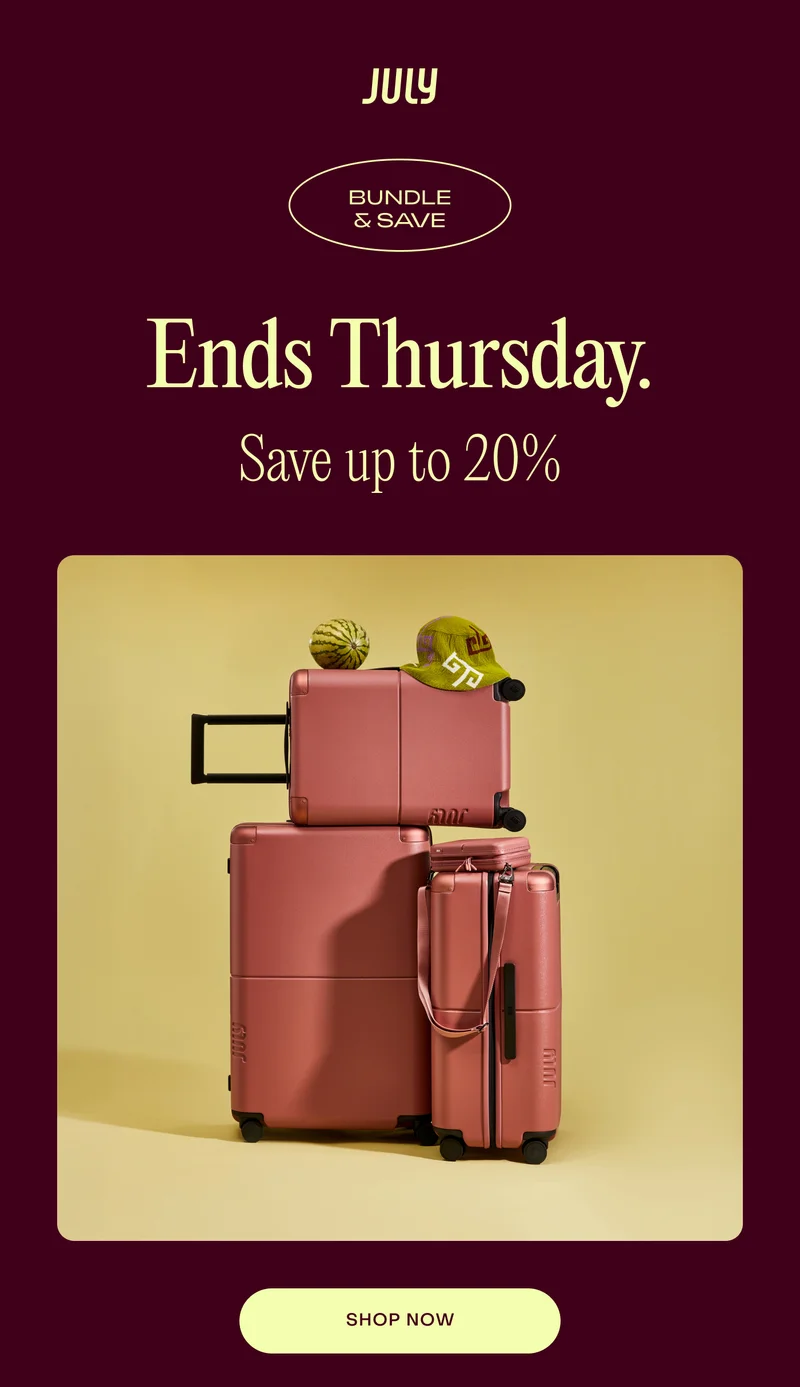 Ends Thursday. Save up to 20%